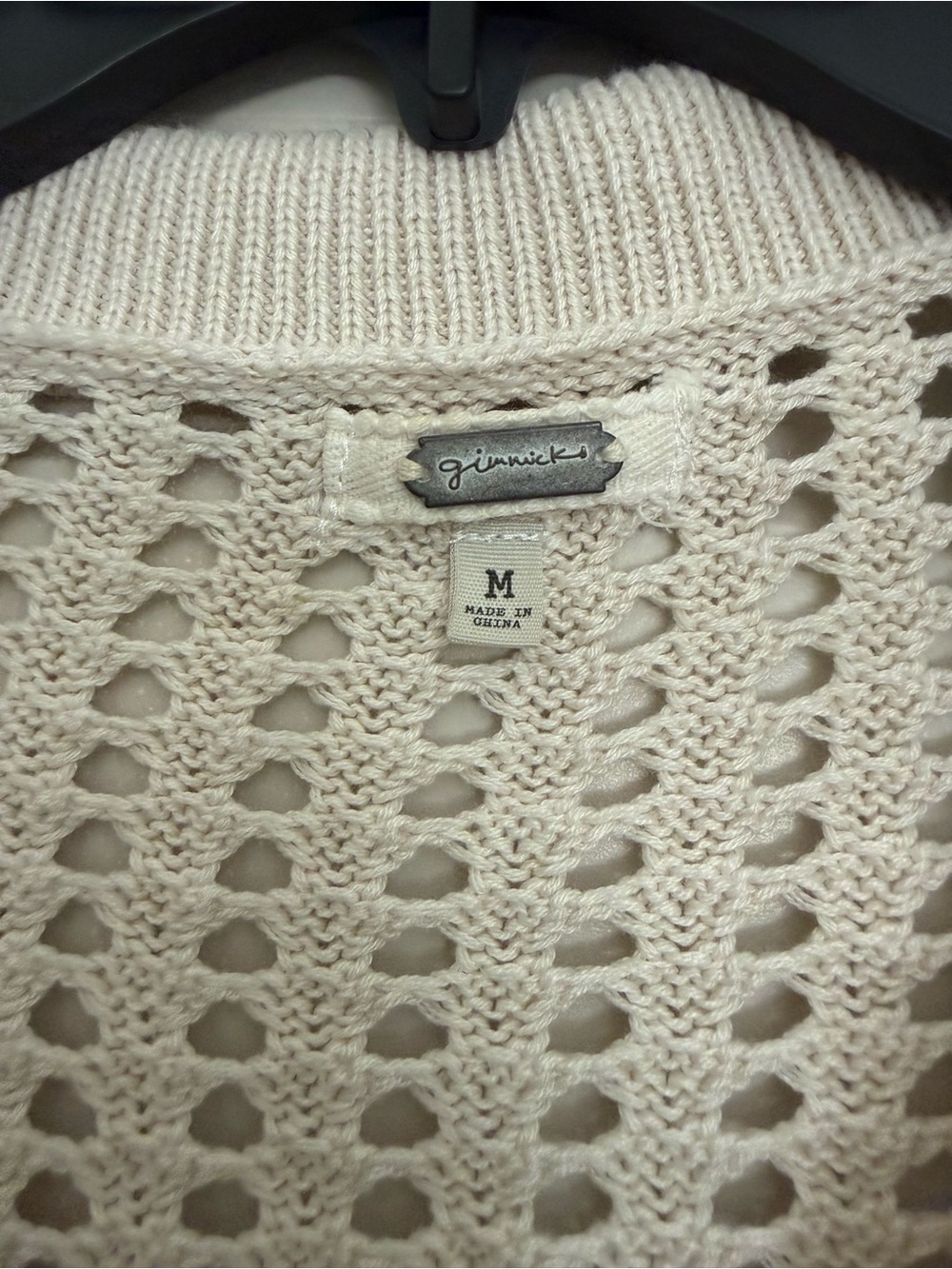 gimmicks by BKE Cream Open-Knit V-Neck Sweater with Crochet Hem - Picture 2 of 2